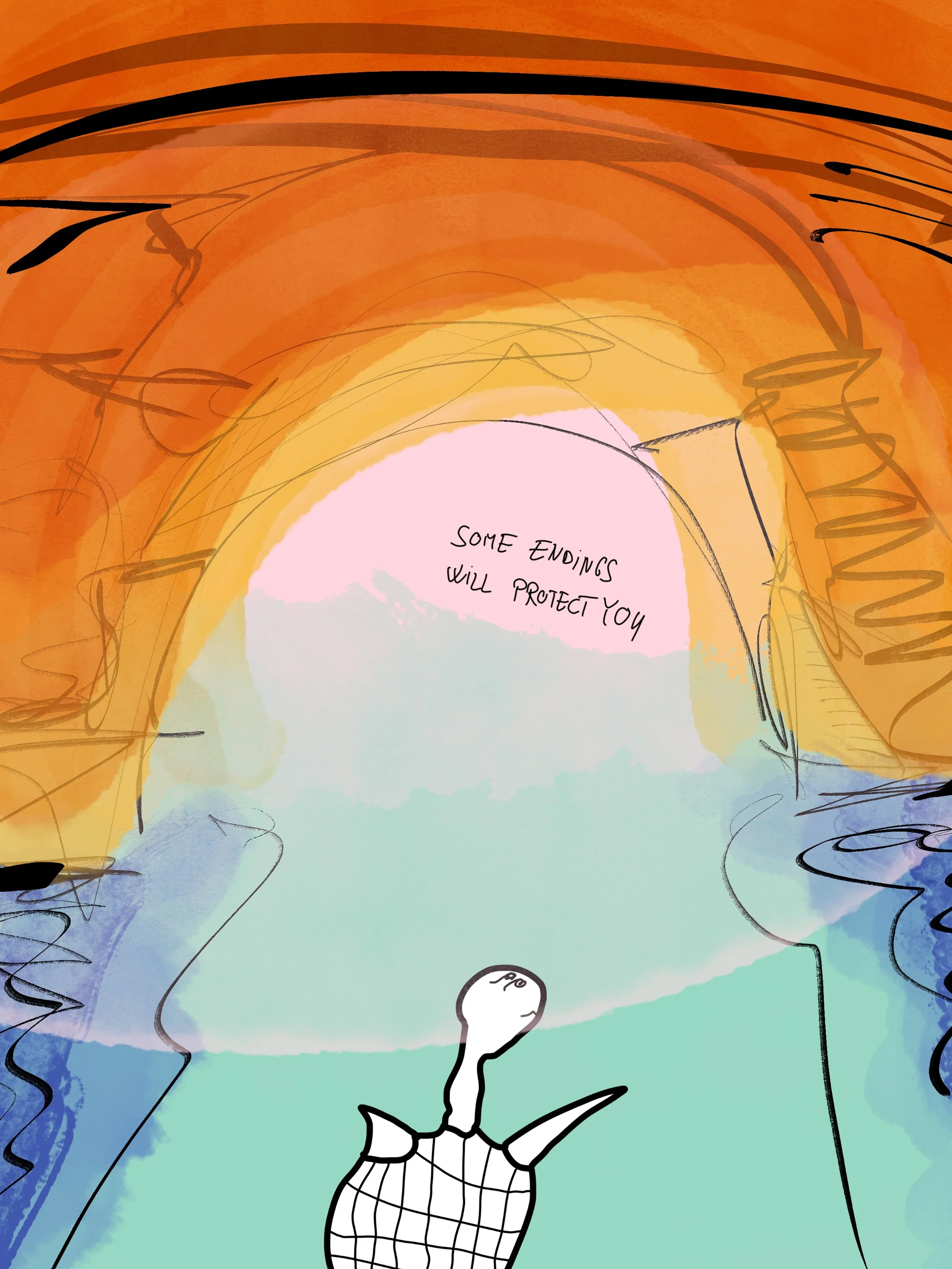 &lsquo;into the light&rsquo;
message: SOME ENDINGS WILL PROTECT YOU

#365doodlesbysimoniddol #emotionalsupportanimal #turtle #intothelight #endings