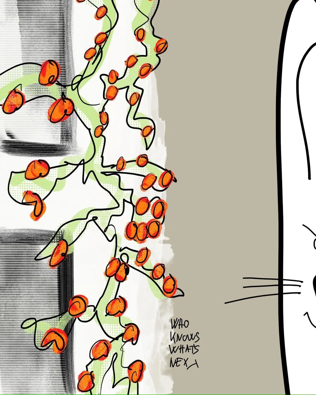 &lsquo;life&rsquo;
message: WHO KNOWS WHAT&rsquo;S NEXT

#365doodlesbysimoniddol #emotionalsupportanimal #bunny #urbanplants #oldhouse