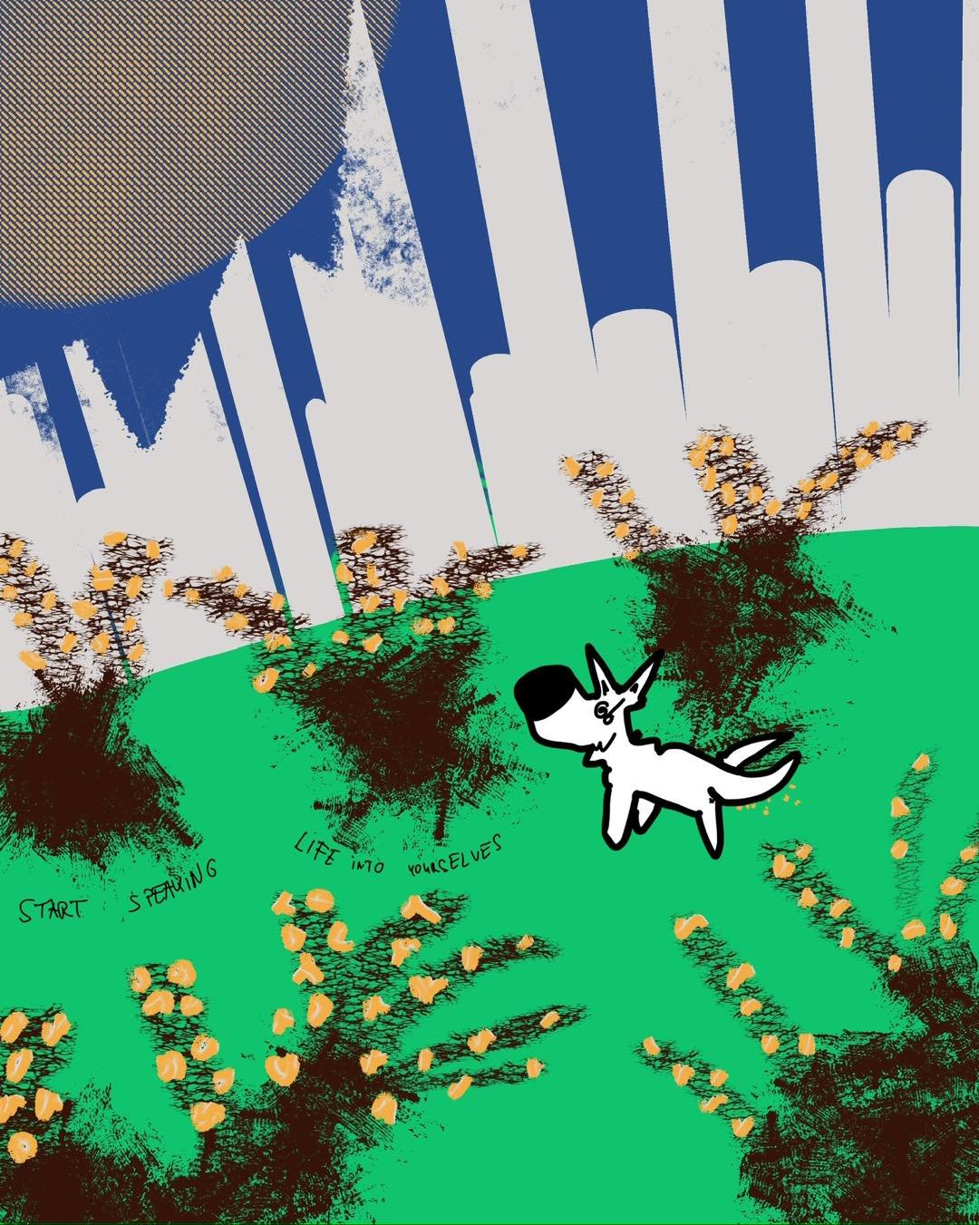 &lsquo;dead forest&rsquo;
message: START SPEAKING LIFE INTO YOURSELVES 

#365doodlesbysimoniddol #emotionalsupportanimal #dog #deadforest #toxicpositivity