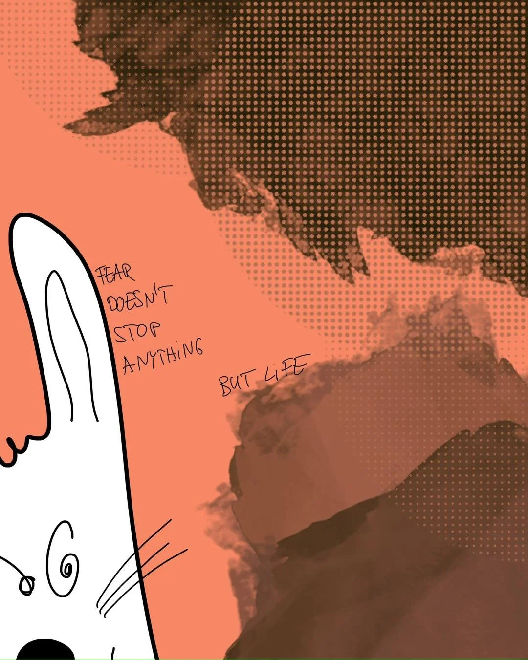 &lsquo;no fear&rsquo;
message: FEAR DOESN&rsquo;T STOP ANYTHING BUT LIFE 

#365doodlesbysimoniddol #emotionalsupportanimal #bunny #fear #nofear