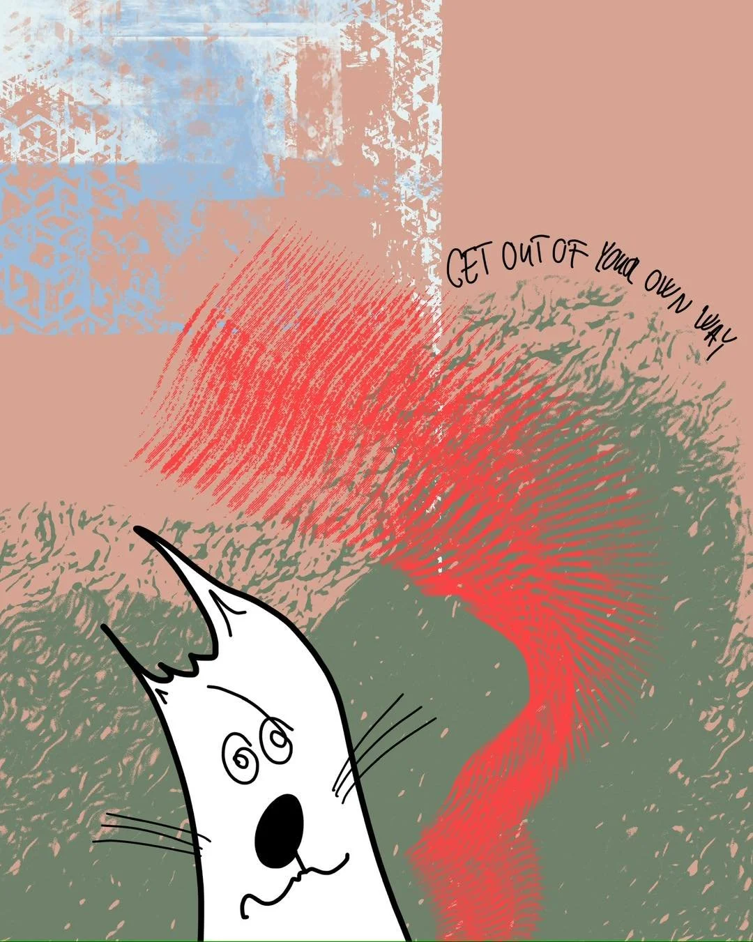 &lsquo;go!&rsquo; 
message: GET OUT OF YOUR OWN WAY

#365doodlesbysimoniddol #emotionalsupportanimal #cat #getoutofyourownway #go