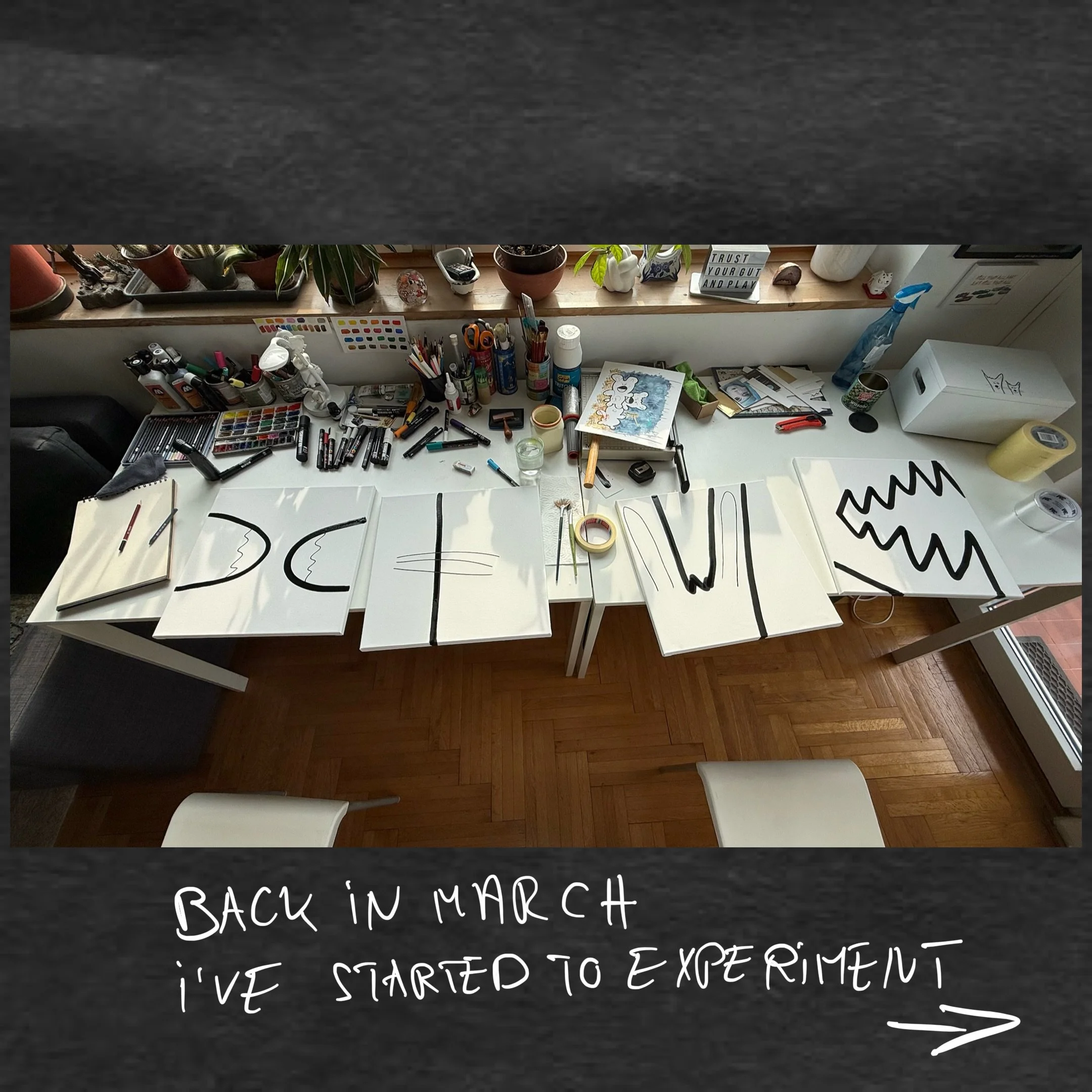 the creative process of the recent mini series in the 365 DOODLES IN 2026 series

#artistlife #creativeprocess #behindthescenes #rawelements #experimenting