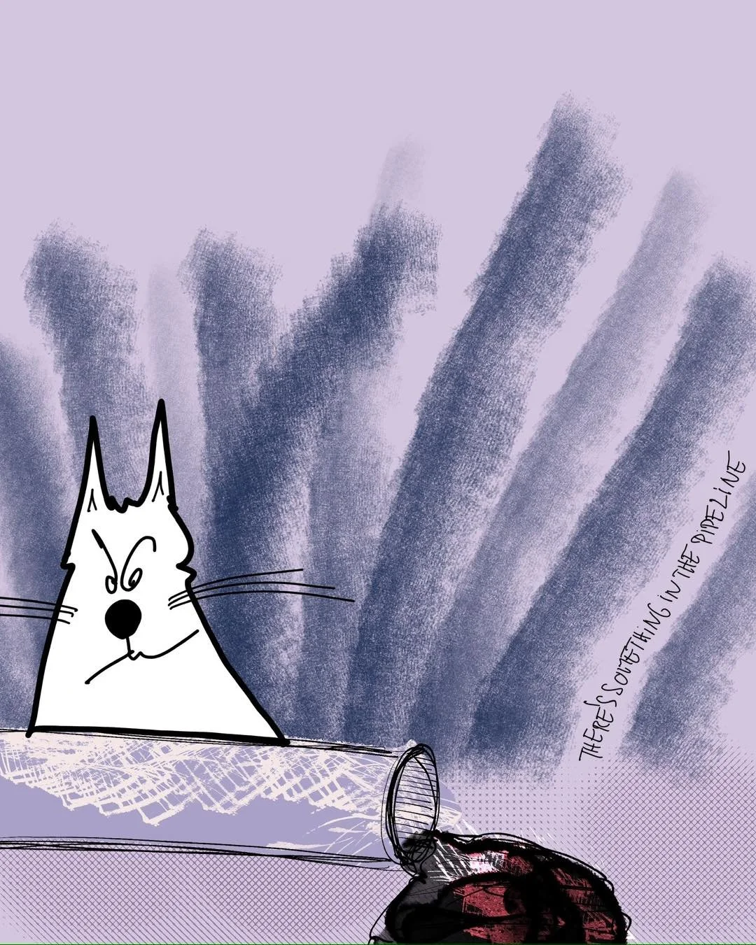 &lsquo;solastalgia&rsquo;
message: THERE&rsquo;S SOMETHING IN THE PIPELINE 

#365doodlesbysimoniddol #emotionalsupportanimal #cat #solastalgia #polution  #dailydrawing