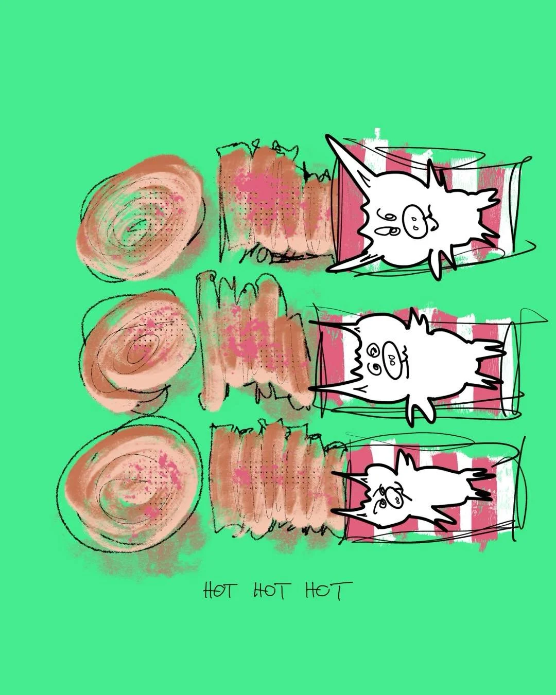 &lsquo;thats&rsquo;s a good bake&rsquo;
message: HOT HOT HOT 

#365doodlesbysimoniddol #emotionalsupportanimals #pigs #thatsagoodbake #sunbathing
