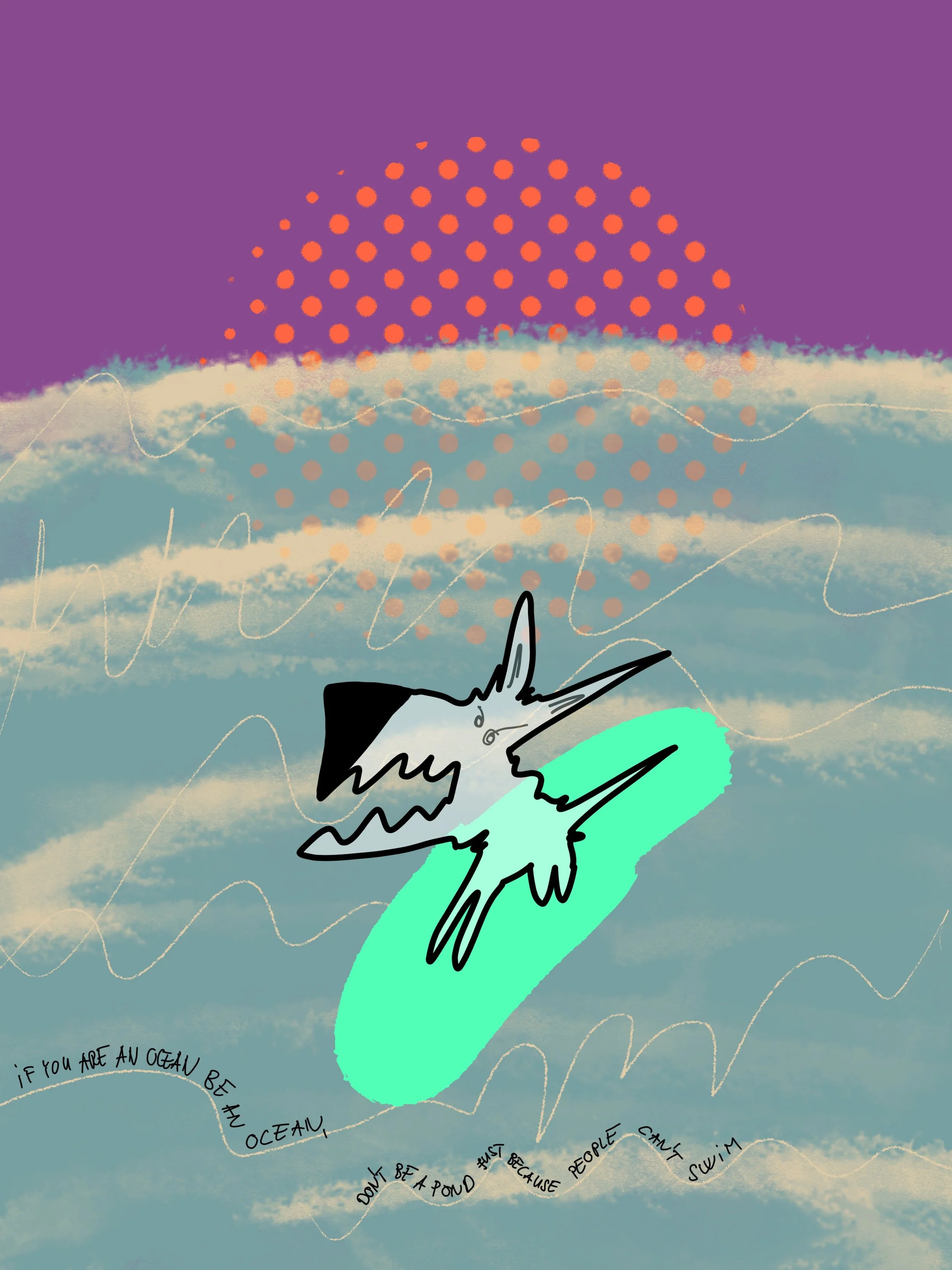 &lsquo; surfin&rsquo; &lsquo;
message: IF YOU ARE AN OCEAN BE AN OCEAN, DON&rsquo;T BE A POND JUST BECAUSE PEOPLE CAN&rsquo;T SWIM 

#365doodlesbysimoniddol #dog #ocean #surfingdog #beanocean