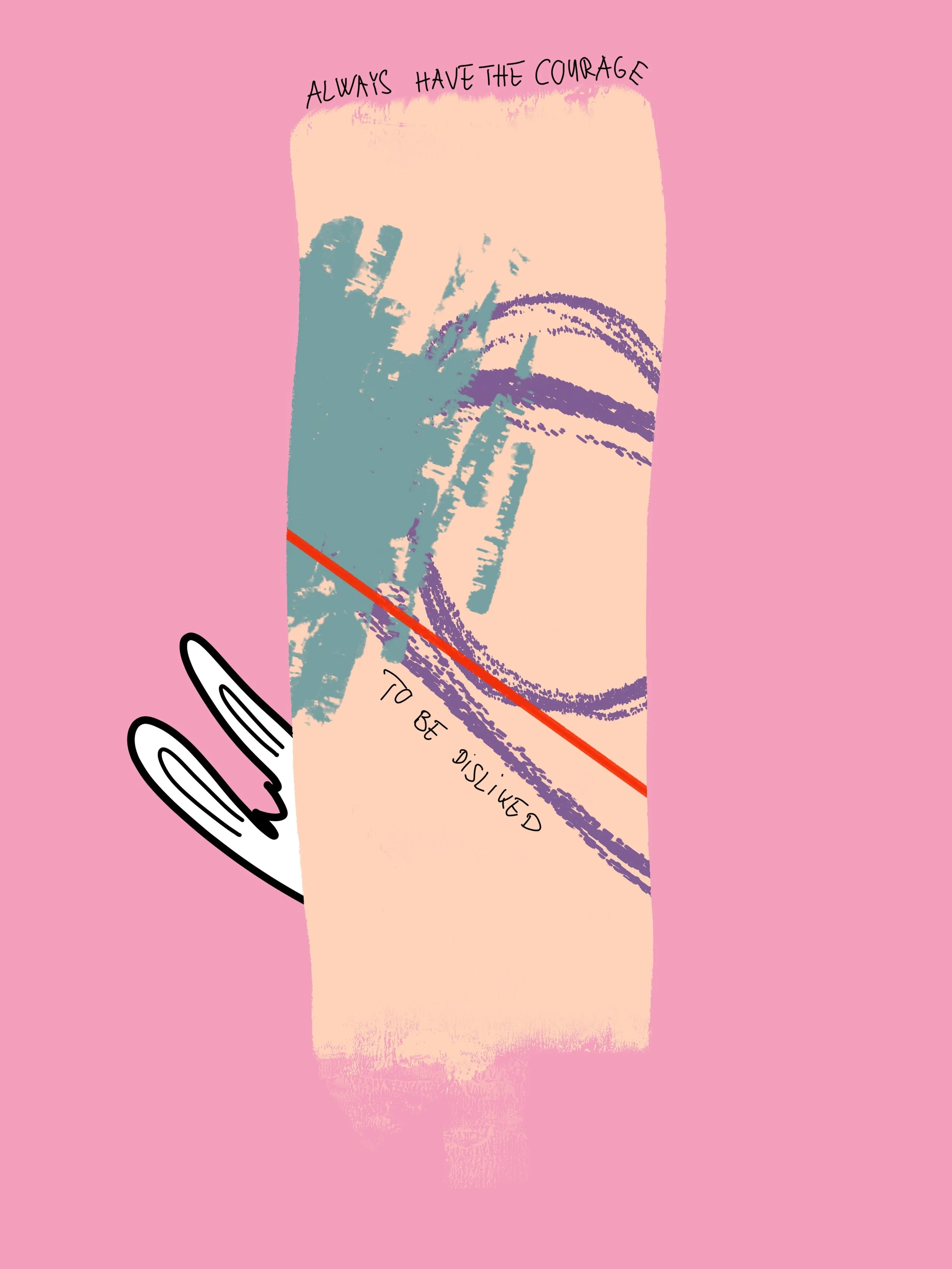 &lsquo;brave bunny&rsquo; 
message: ALWAYS HAVE THE COURAGE TO BE DISLIKED 

#365doodlesbysimoniddol #emotionalsupportanimal #bunny #courage #dislike