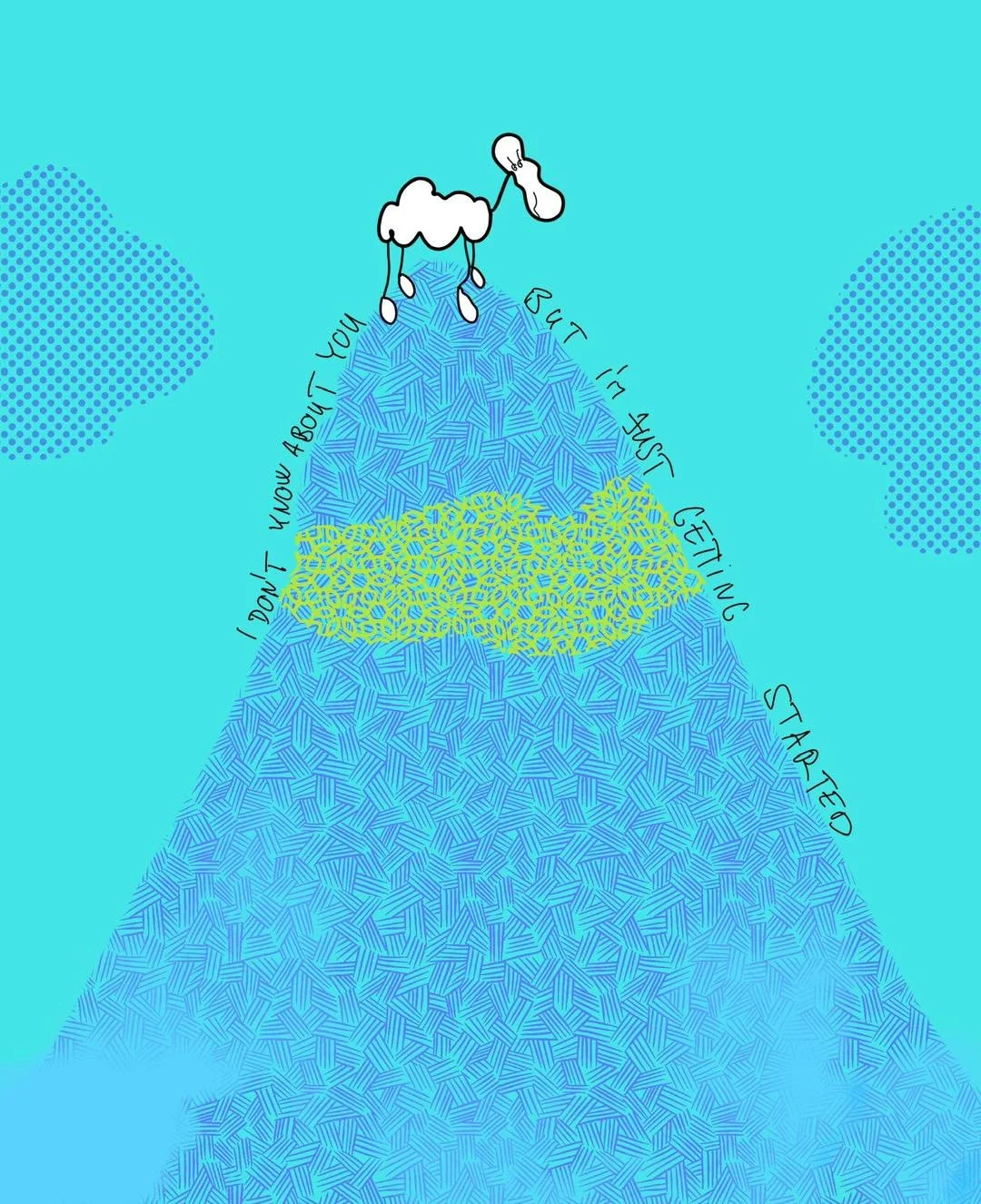 &lsquo;confident sheep&rsquo; 
message: I DON&rsquo;T KNOW ABOUT YOU BUT I&rsquo;M JUST GETTING STARTED 

#365doodlesbysimoniddol #emotionalsupportanimal #sheep #confidence #halftones