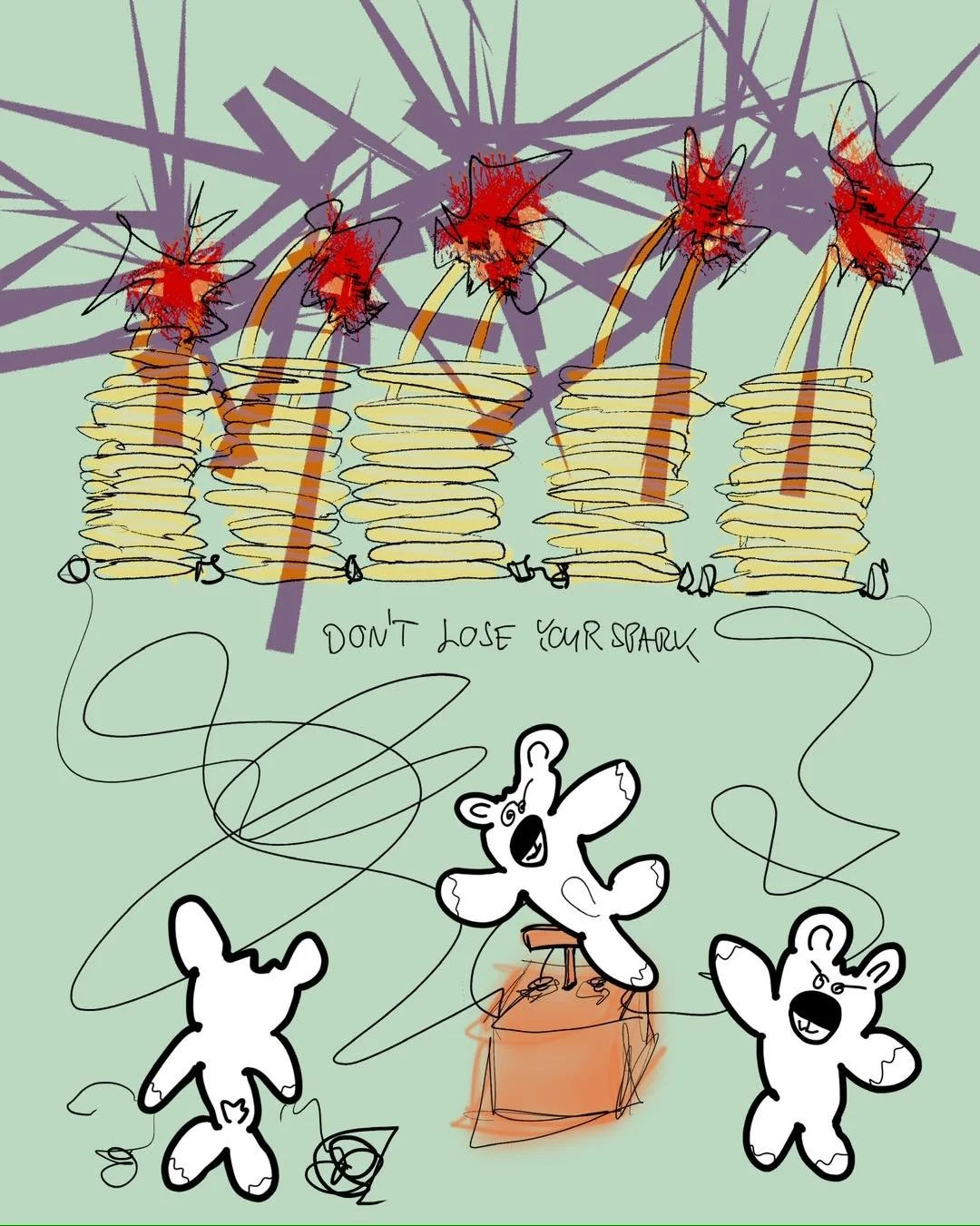 &lsquo;the bomb squad&rsquo; 
message: DON&rsquo;T LOSE YOUR SPARK 

#365doodlesbysimoniddol #emotionalsupportanimals #teddybears #bombsquad #dontloseyourspark