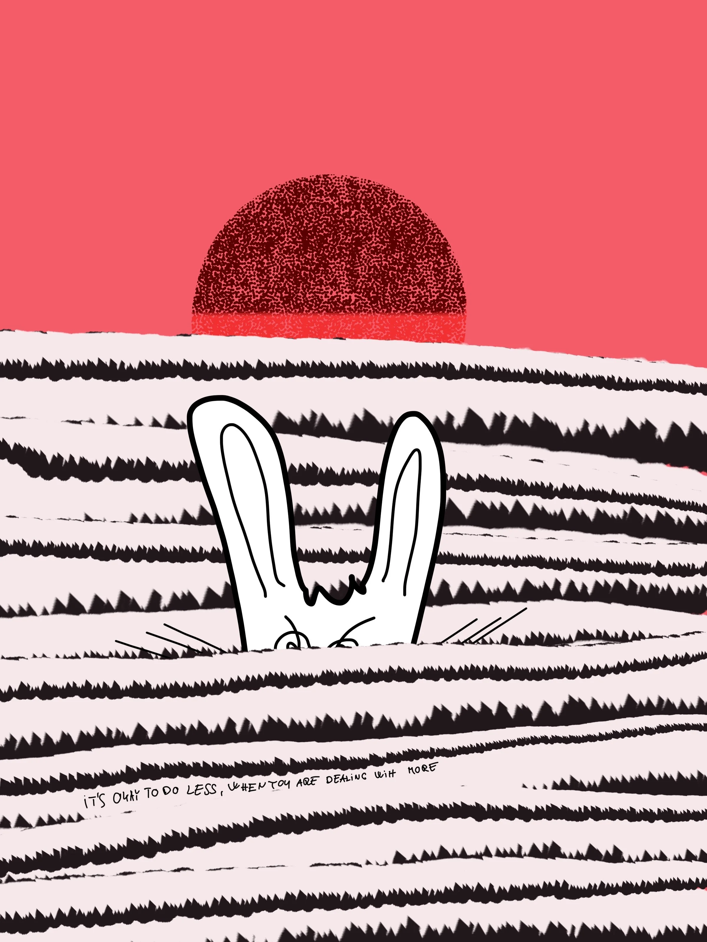 &lsquo;alone in the ocean&rsquo; 
message: IT&rsquo;S OKAY TO DO LESS, WHEN YOU ARE DEALING WITH MORE 

#365doodlesbysimoniddol #emotionalsupportanimal #bunny #mentalwellbeing #dailydrawing