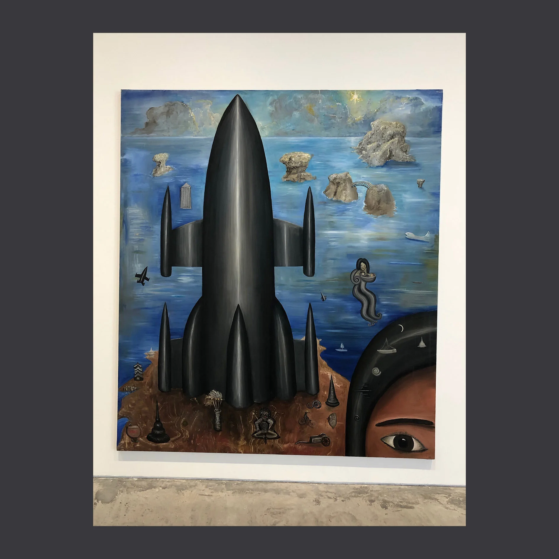 Square Grey Silver Pagoda 1992 Oil on Canvas 244cm x 213cm.jpg