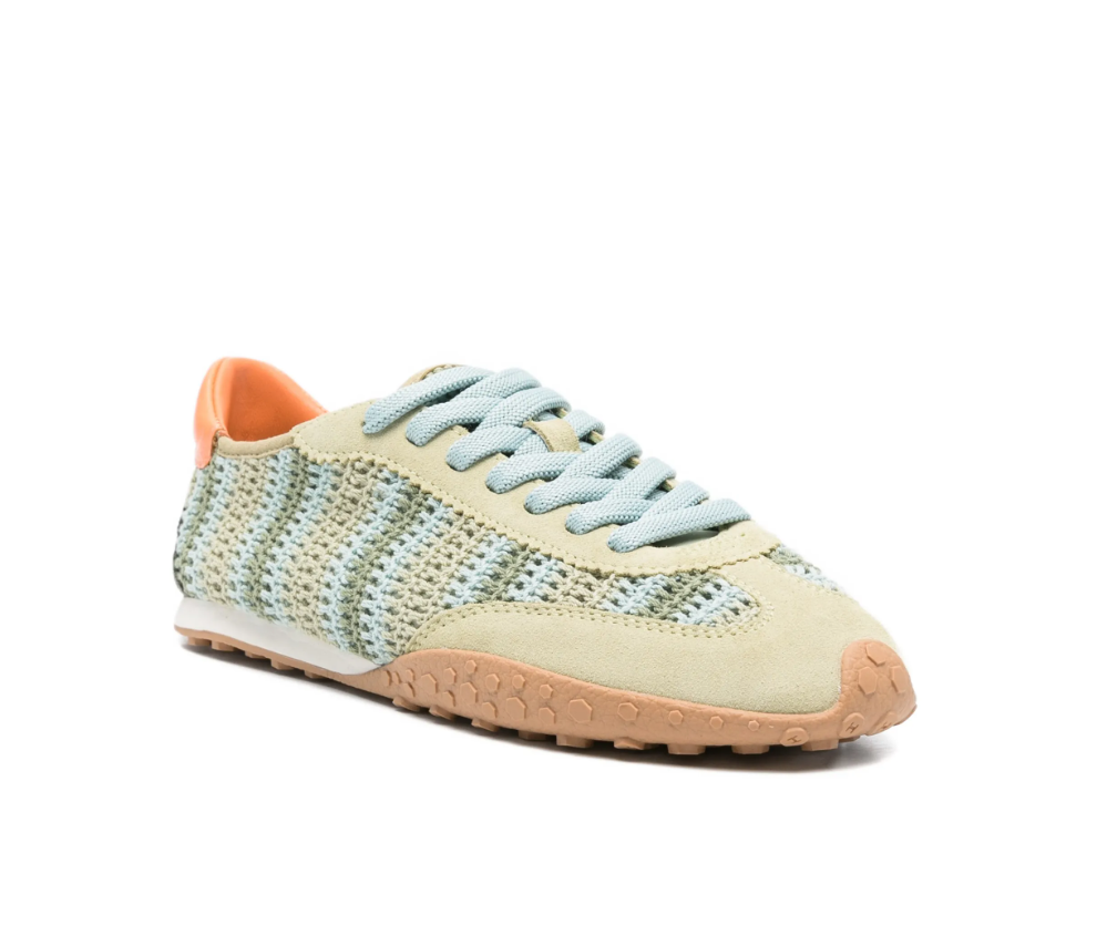 Mint HOFF Bridge Woven Sneakers for women with woven upper, lace-up design, rounded toe, structured sole, and contrasting heel cap.