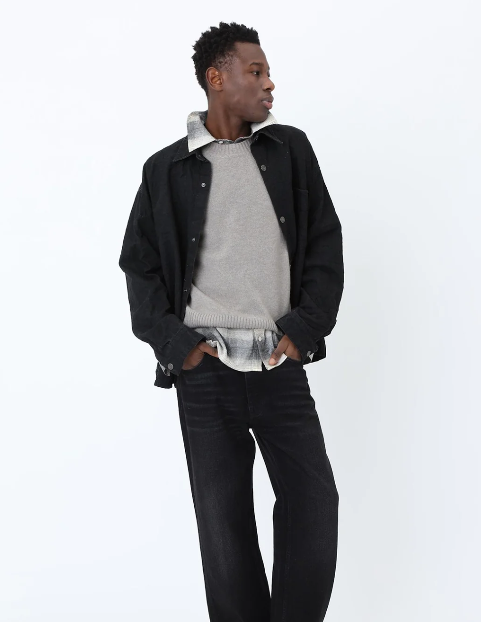 Won Hundred Rune Cashmere Knit Sweater for men in Frost Gray, crafted from a soft wool and cashmere blend with refined ribbed detailing.