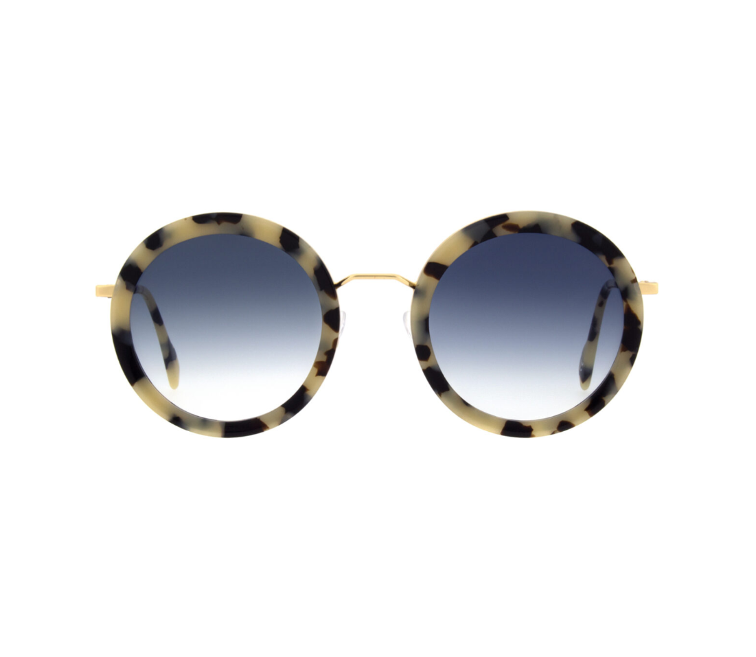 Andy Wolf LISS sunglasses in brown tortoiseshell with gold metal and round frame.