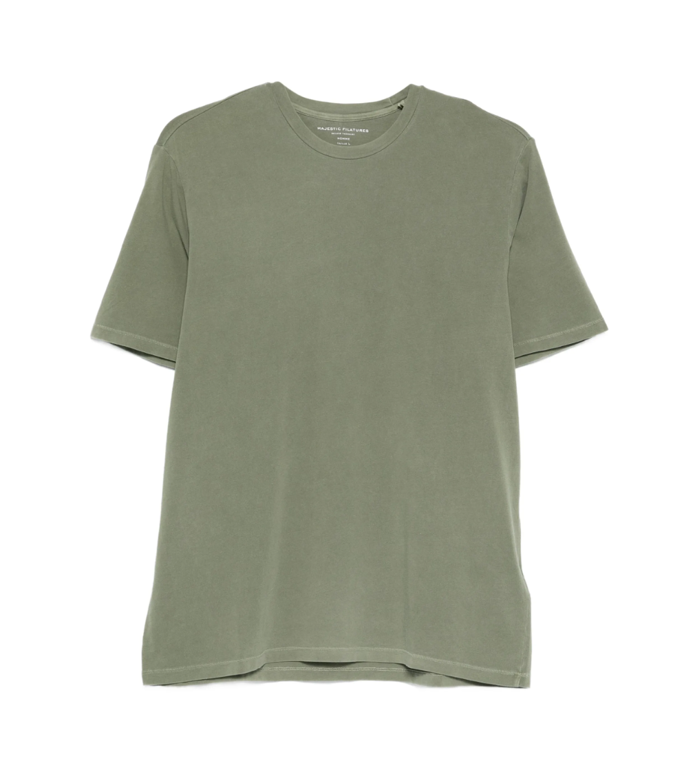 Majestic Filatures Men’s Crew-Neck T-Shirt Matcha Green with short sleeves and straight hem