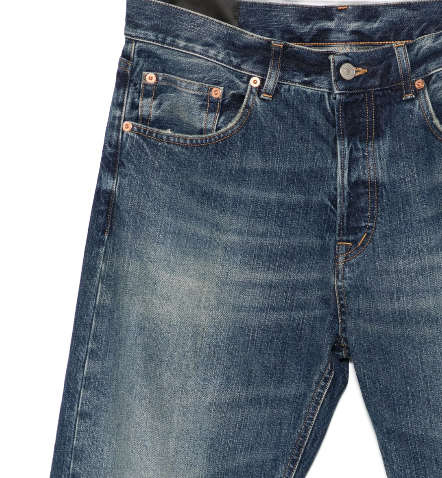 Dondup Bray jeans in faded blue with button fly, five-pocket design, and turned-up hem.