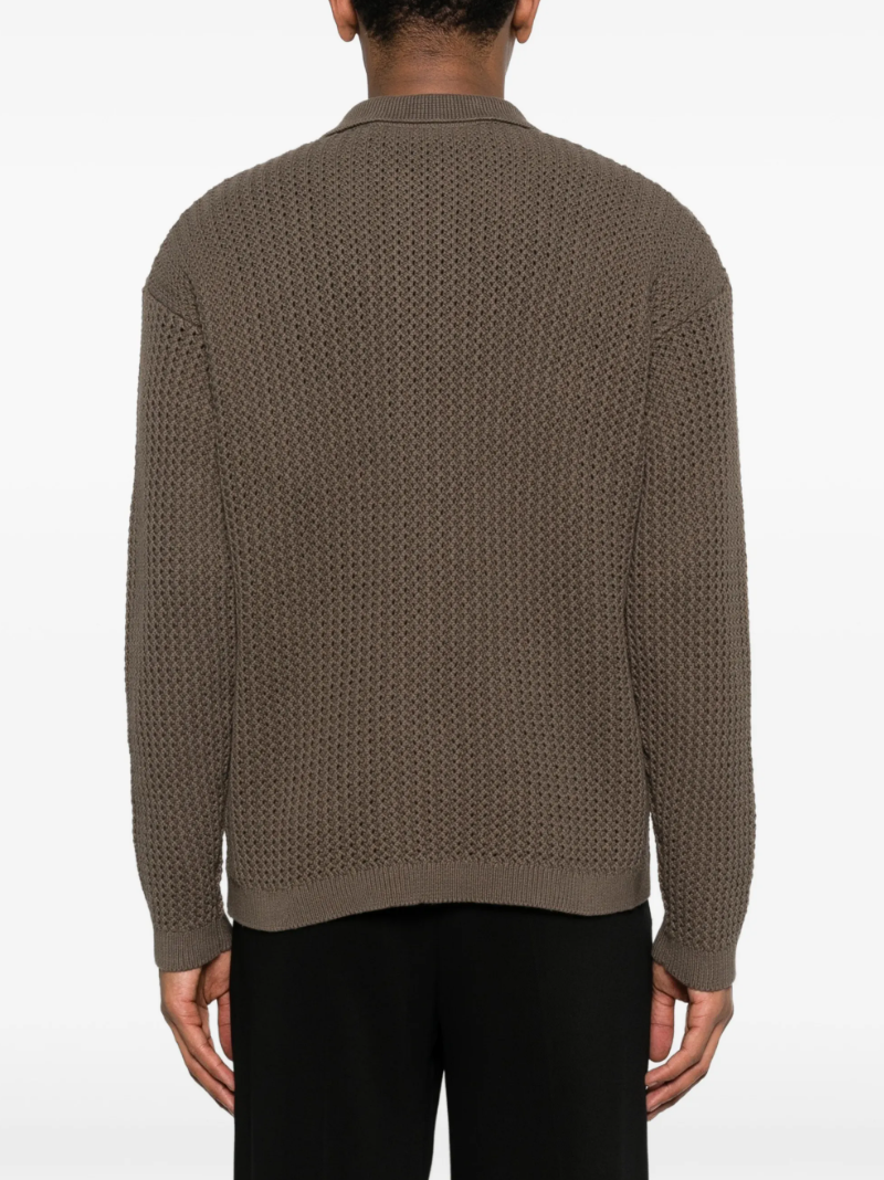 Drykorn EMILIANO polo cardigan in brown made from 100% cotton with button closure and regular fit.