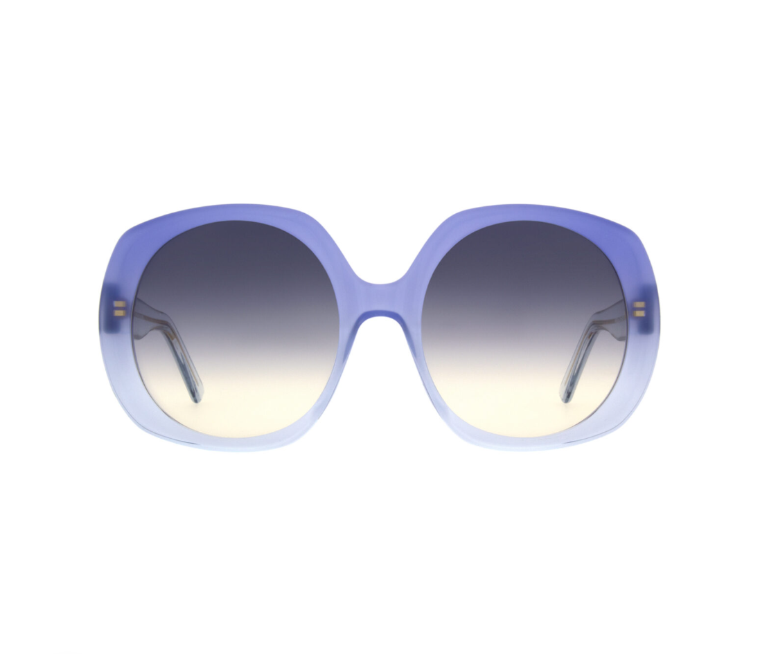 Andy Wolf PARIS sunglasses in lilac-toned blue acetate with oversized rectangular shape and bold design.