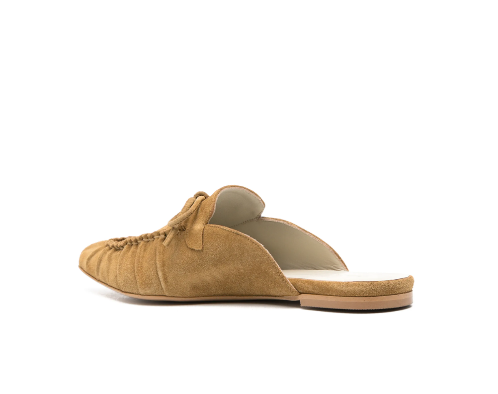 Tela Women Tie-Detail Flat Suede Mules Brown
