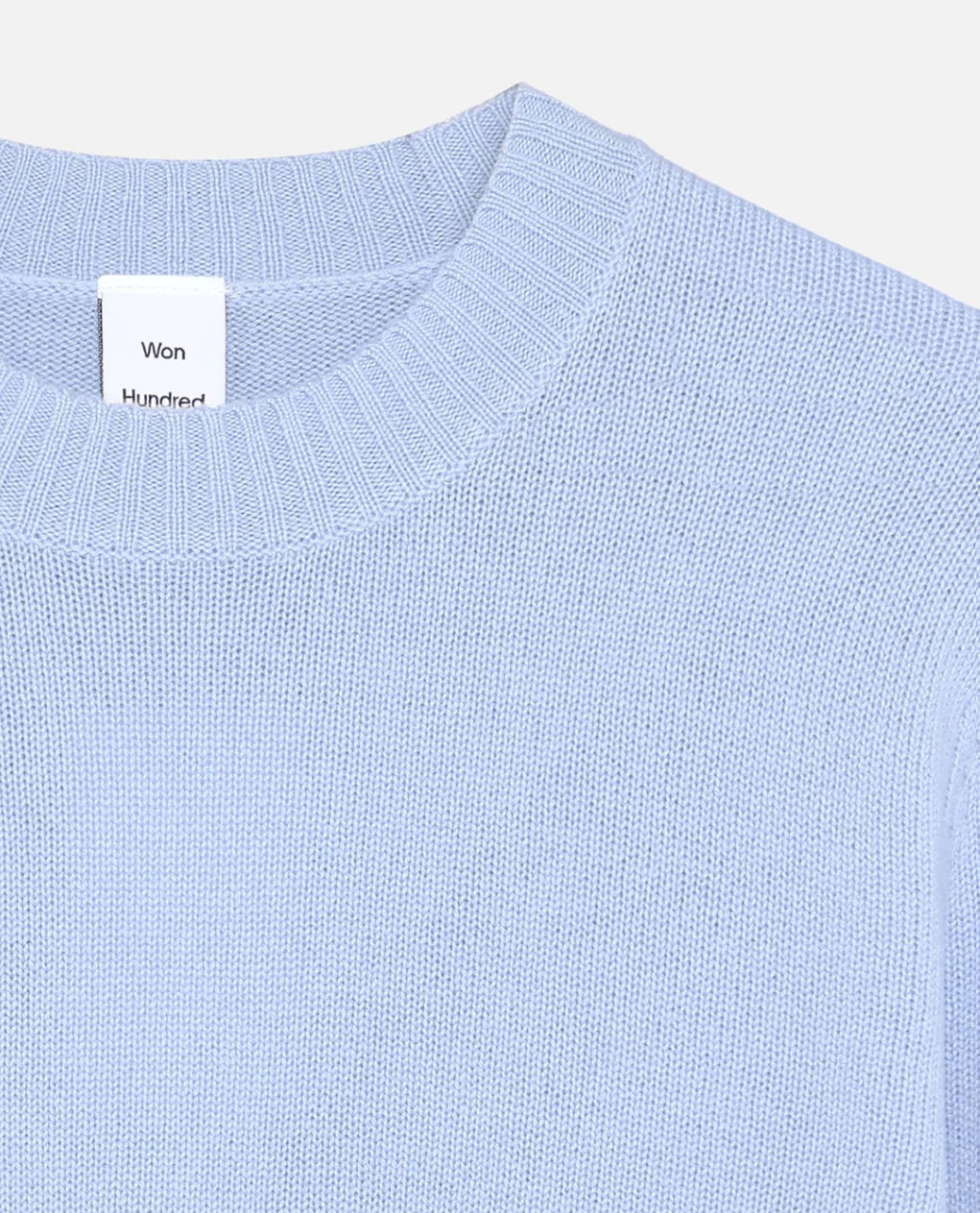 Won Hundred Rune Cashmere Knit Sweater for men in Brunnera Blue, crafted from a soft wool and cashmere blend with refined ribbed detailing.