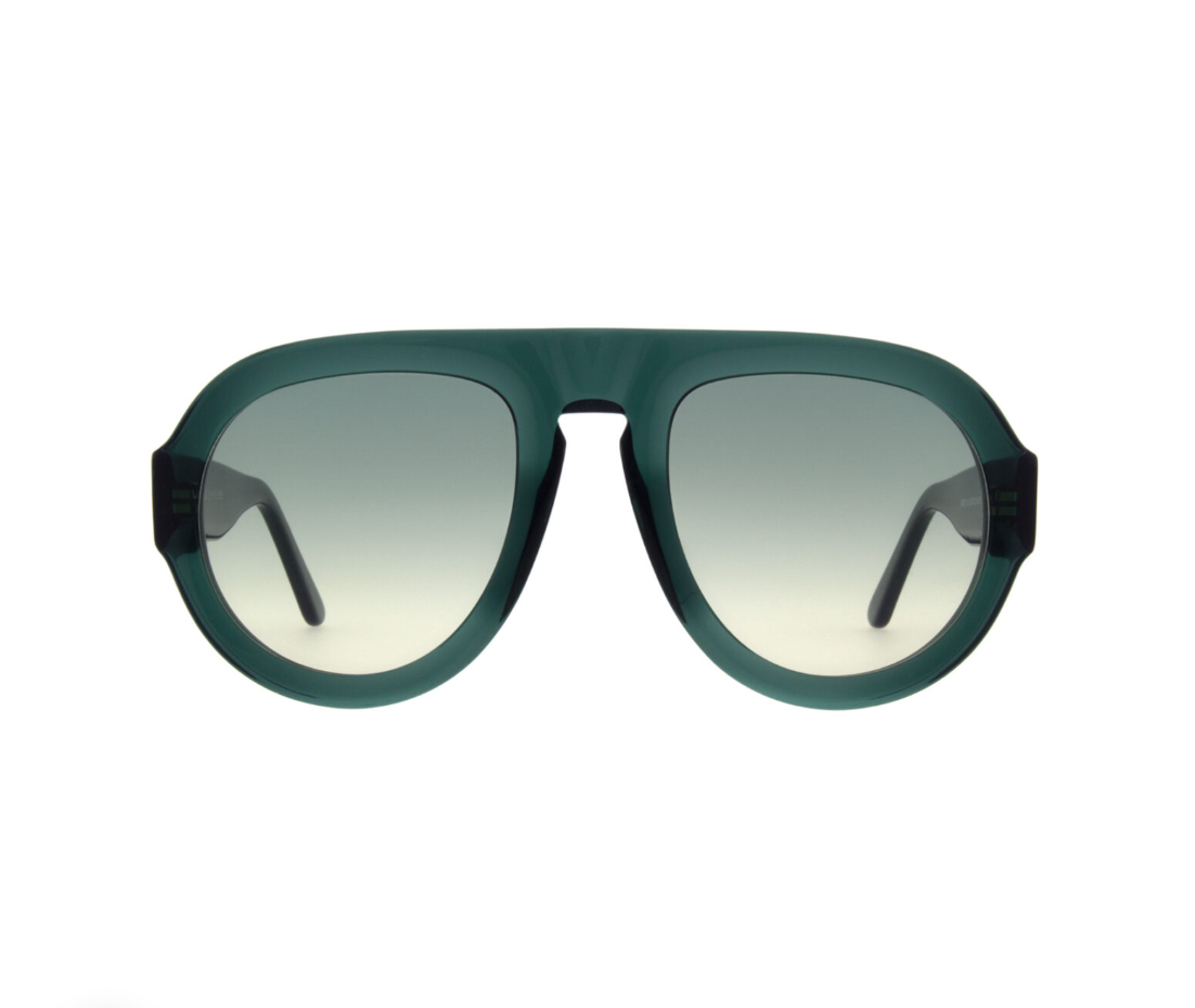 Andy Wolf BARLEY aviator sunglasses in green with matching lenses and oversized unisex frame.