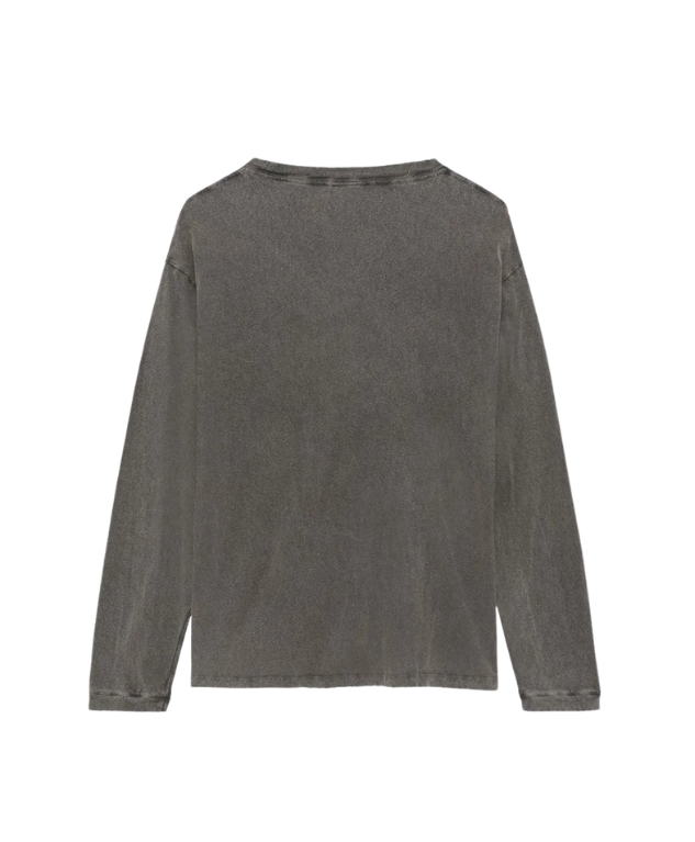 Won Hundred Nima LS T-Shirt for men in Slate Black, featuring a relaxed fit, dropped shoulders and wide crew neckline.