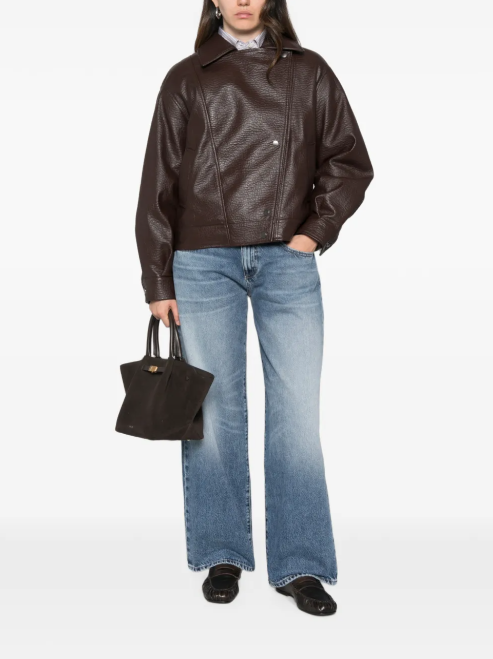Icon Denim Bea wide-leg jeans in Faded Blue crafted from 100% rigid cotton denim with a low-rise fit.