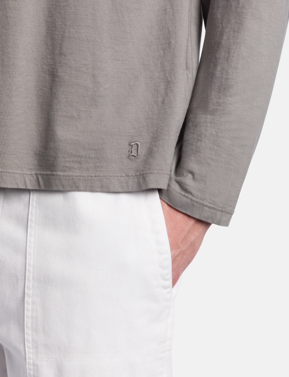 Dondup longsleeve T-shirt in fumé made from cotton jersey with crew neck and embroidered logo detail.