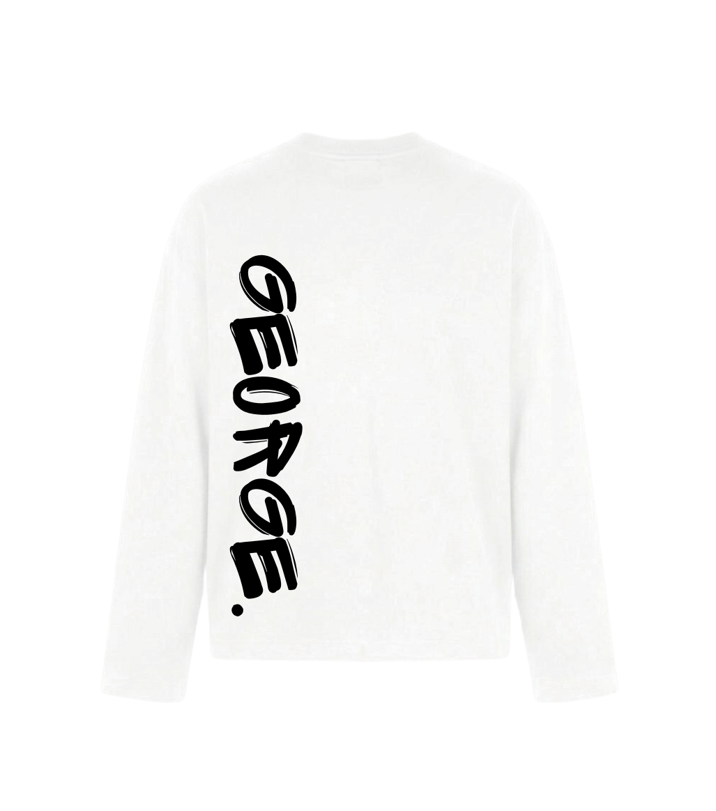 GEORGE. STUDIOS BLAZE Heavyweight Unisex Longsleeve T-Shirt in colour white