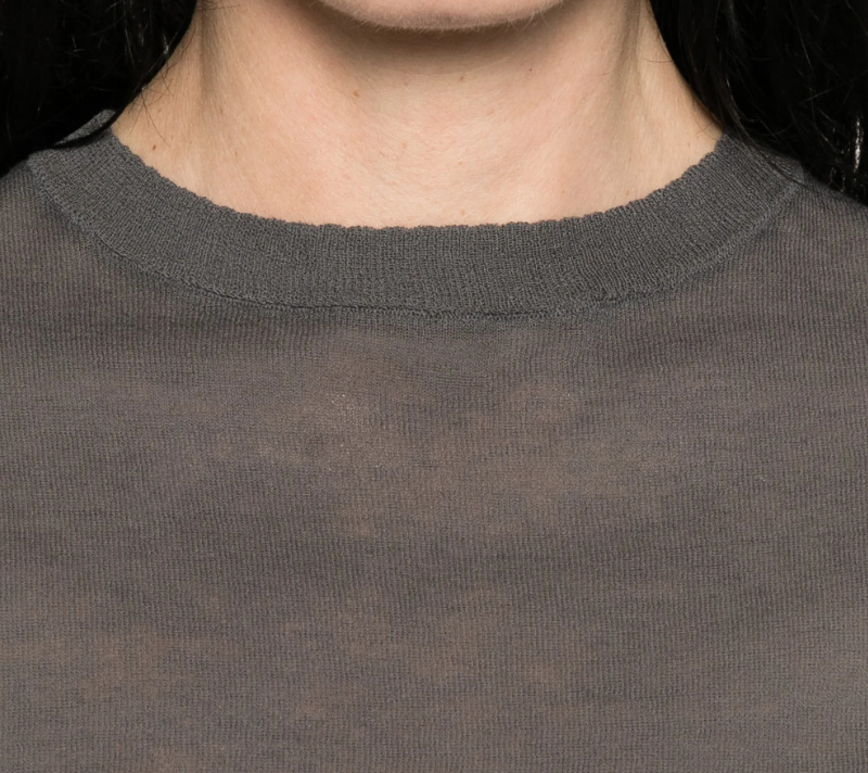 Drykorn MOGLINI_2 knit T-shirt in iron grey with slim fit, crew neck, and matte cotton blend.
