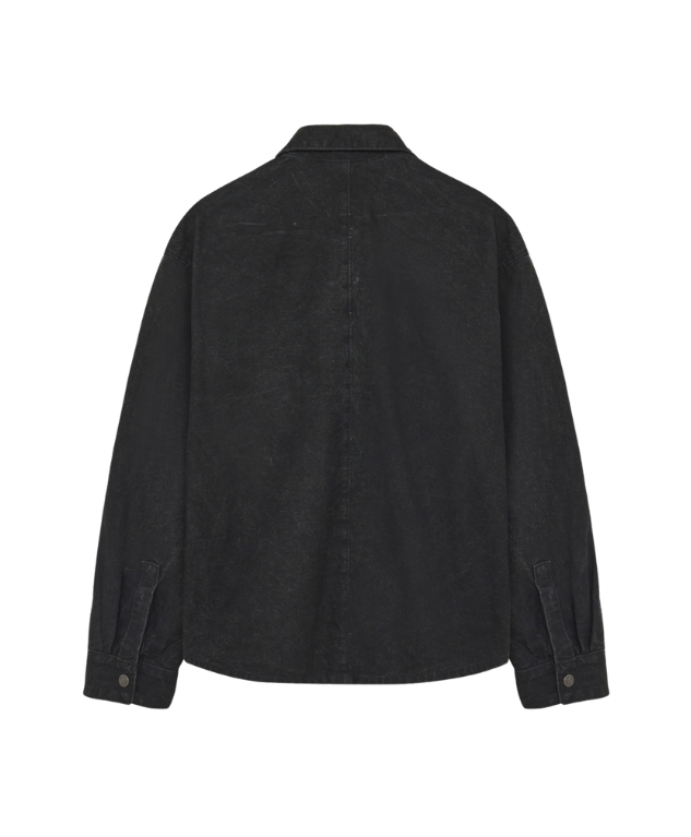 Won Hundred MAZA Denim Shirt for men in Xenon Black, featuring a regular fit, washed denim finish, pointed collar and chest pocket.