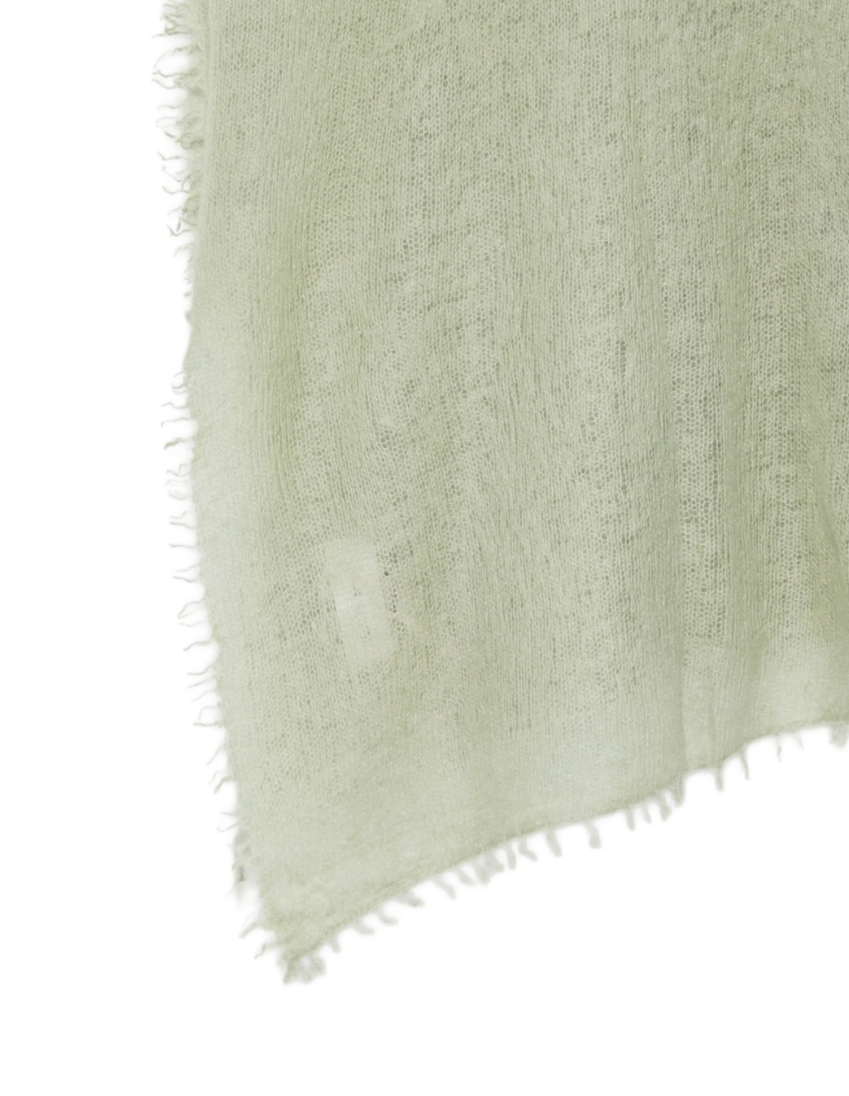 WARM-ME Small NOMAD Scarf in Tea, crafted from 100% pure cashmere with a lightweight, semi-sheer fine knit and delicate fringed edges.