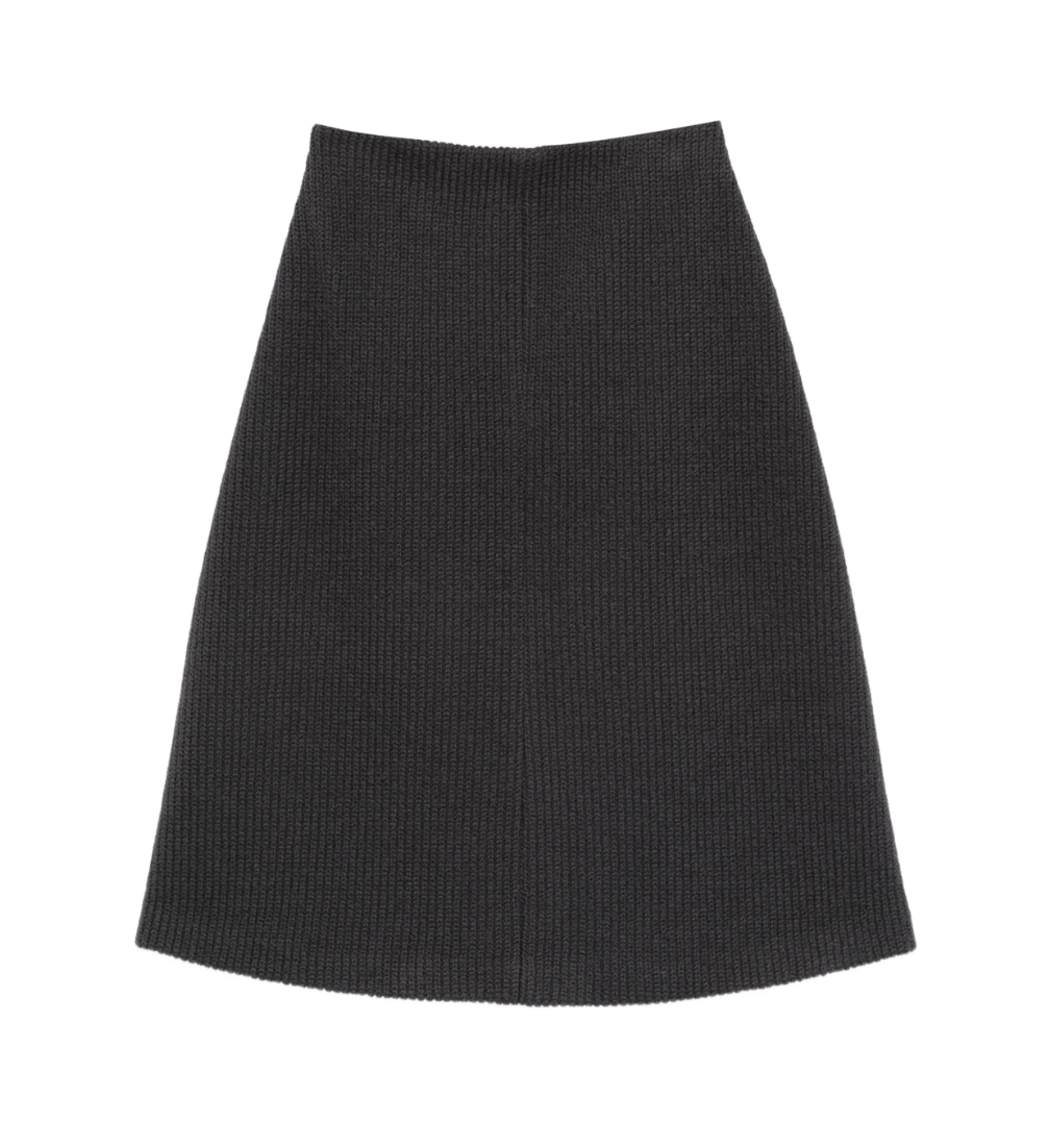 TELA Knitted Midi Skirt in Dark Grey