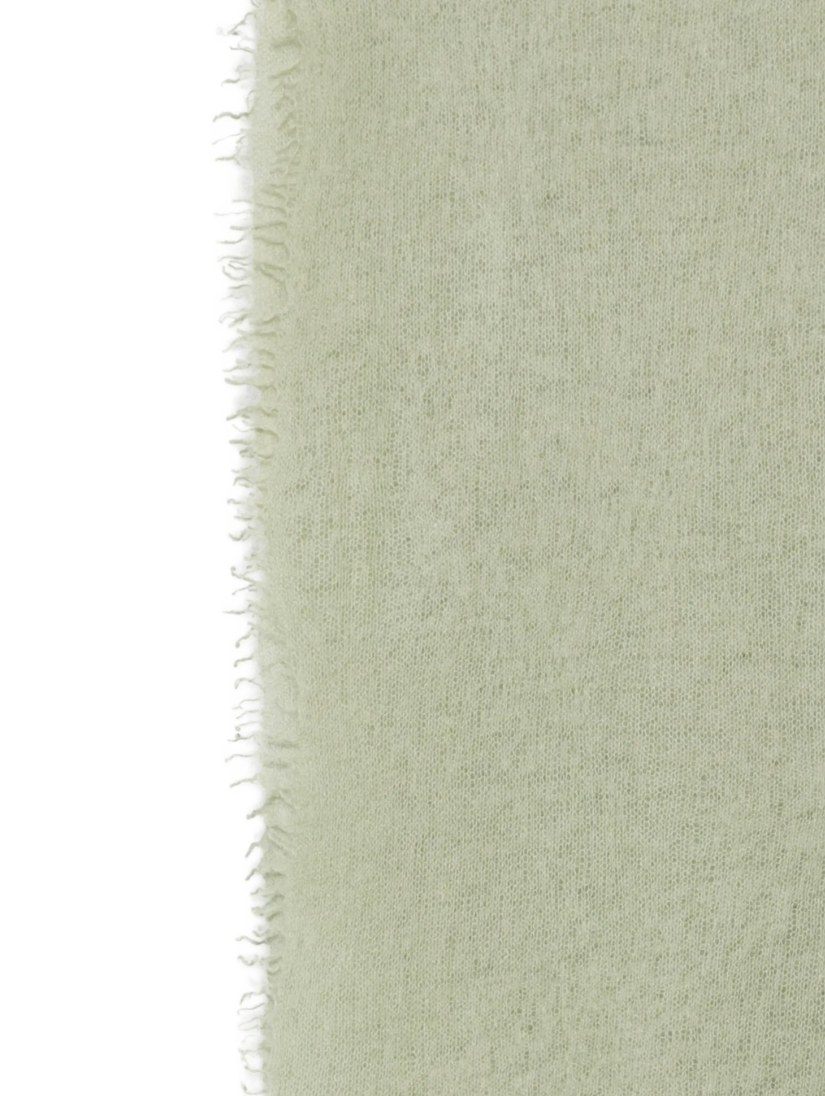 WARM-ME Small NOMAD Scarf in Tea, crafted from 100% pure cashmere with a lightweight, semi-sheer fine knit and delicate fringed edges.