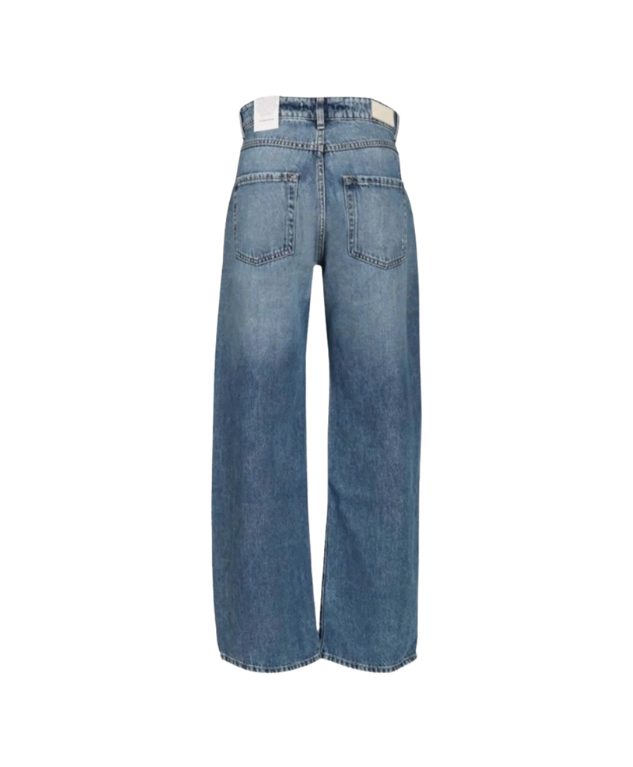 Icon Denim Bea wide-leg jeans in Faded Blue crafted from 100% rigid cotton denim with a low-rise fit.