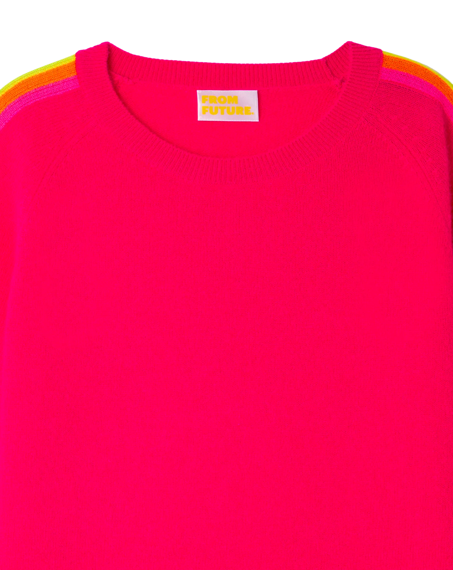 Multicolor stripe sleeve cashmere sweater by From Future, crafted from soft 2-ply knit with regular fit and certified sustainable quality.