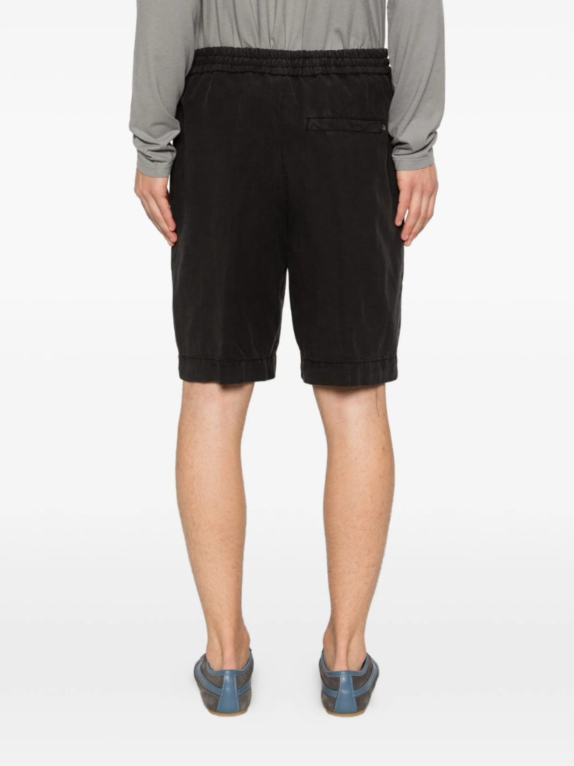 Dondup bermuda shorts in black with drawstring waist, elastic waistband, and clean tailored look.