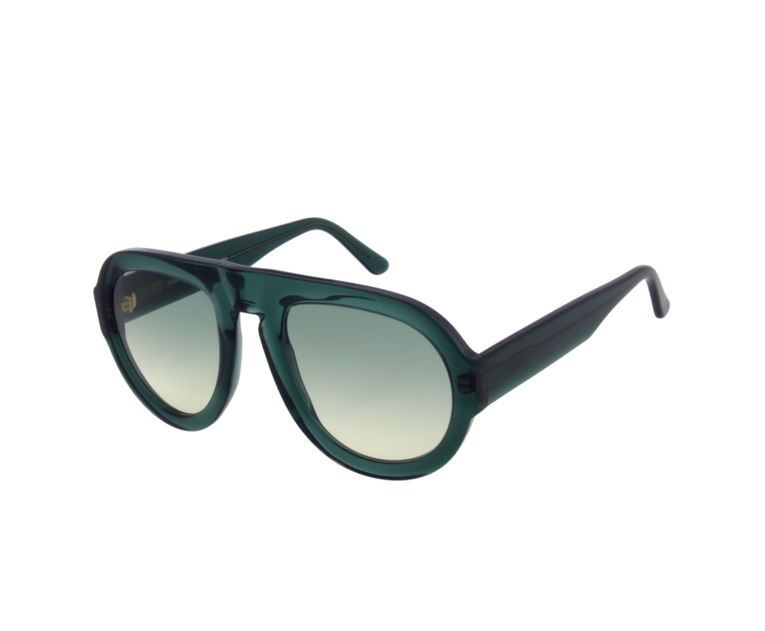 Andy Wolf BARLEY aviator sunglasses in green with matching lenses and oversized unisex frame.