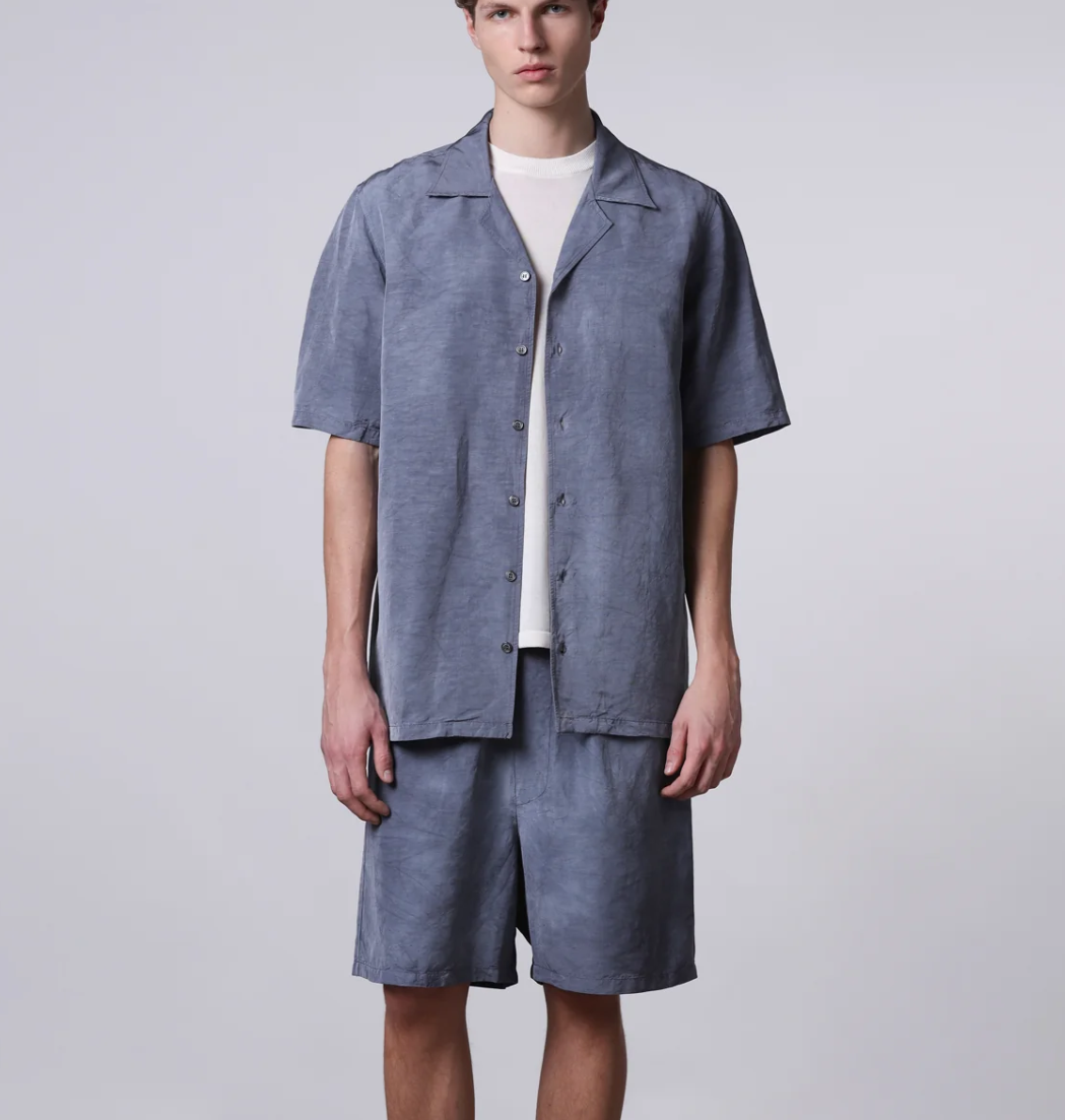 Roberto Collina Men Hand Treated Bermuda Blue