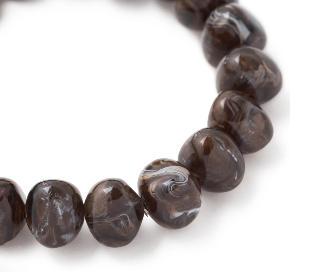 Vanessa Baroni Mini Stone Flex Bracelet in Dark Brown Marble with sculptural design and elegant marbled finish. Made in Italy.
