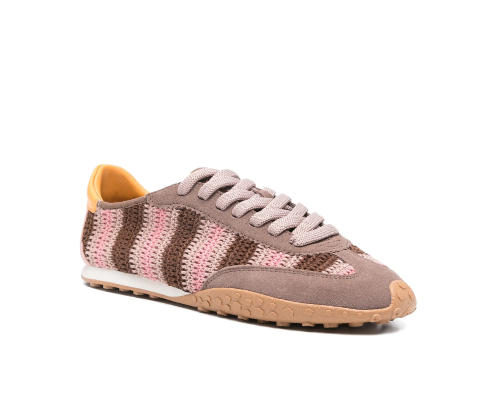 Brown/rose HOFF Bridge Woven Sneakers for women with striped upper, lace-up design, structured sole, and contrasting heel cap.