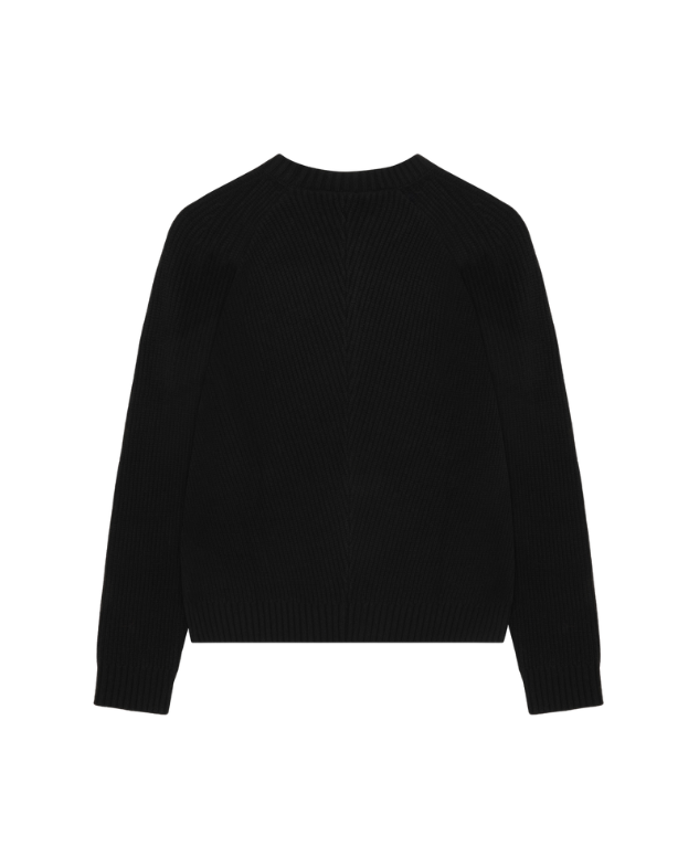 Won Hundred BENTLY Knit Sweater for men in Black, crafted from a soft lambswool blend with raglan shoulders and subtle cutline detailing.