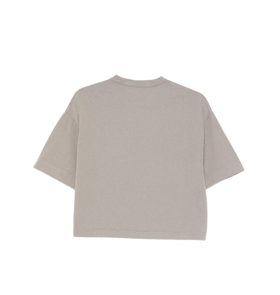 Grey Mojito T-shirt by Tela in cotton with round neck, short sleeves, cropped length, and oversized fit.