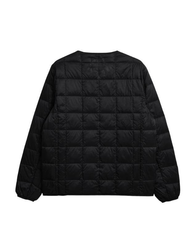 TAION Basic Crew Neck Down Jacket in navy with lightweight, minimalist design.