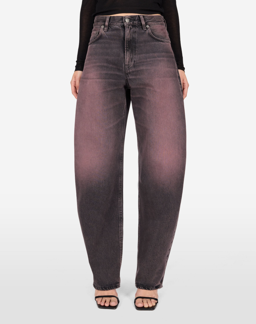 Haikure BIBI Denim Jeans for women in Pink Black with a high waist, loose Banana fit and sculpted silhouette. Made in Italy.