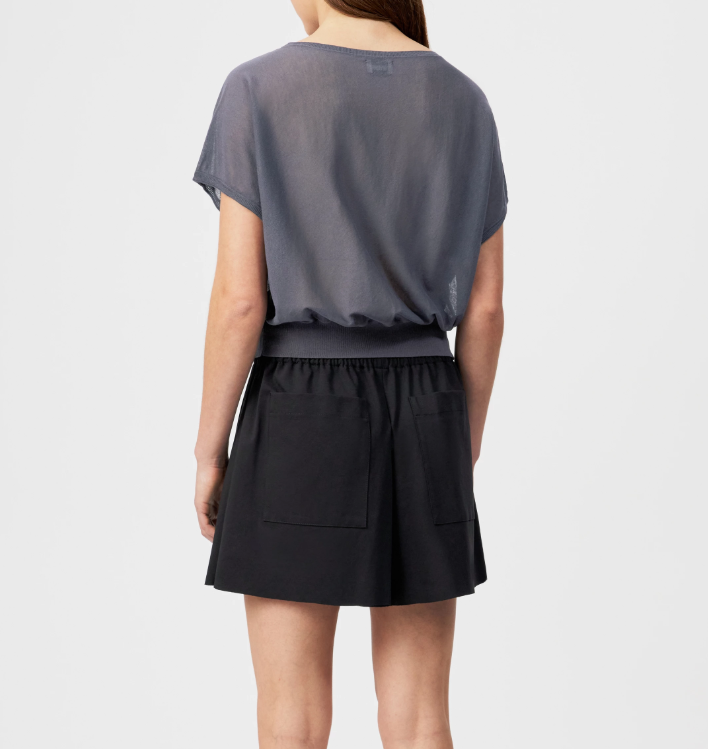 Iron grey GERLOTTA oversized knit top by Drykorn in cotton-polyamide blend with U-boat neckline and relaxed fit for modern casual style.