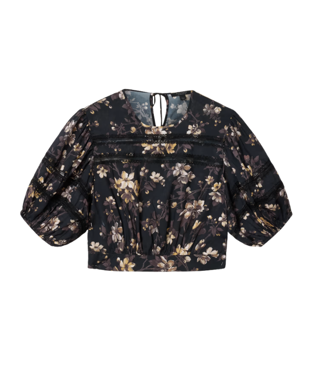 PEONY Lace Trim Cropped Top