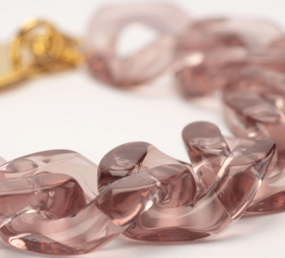 Vanessa Baroni Flat Chain Bracelet in Clear Taupe with a sculptural design and lightweight feel. Made in Italy.