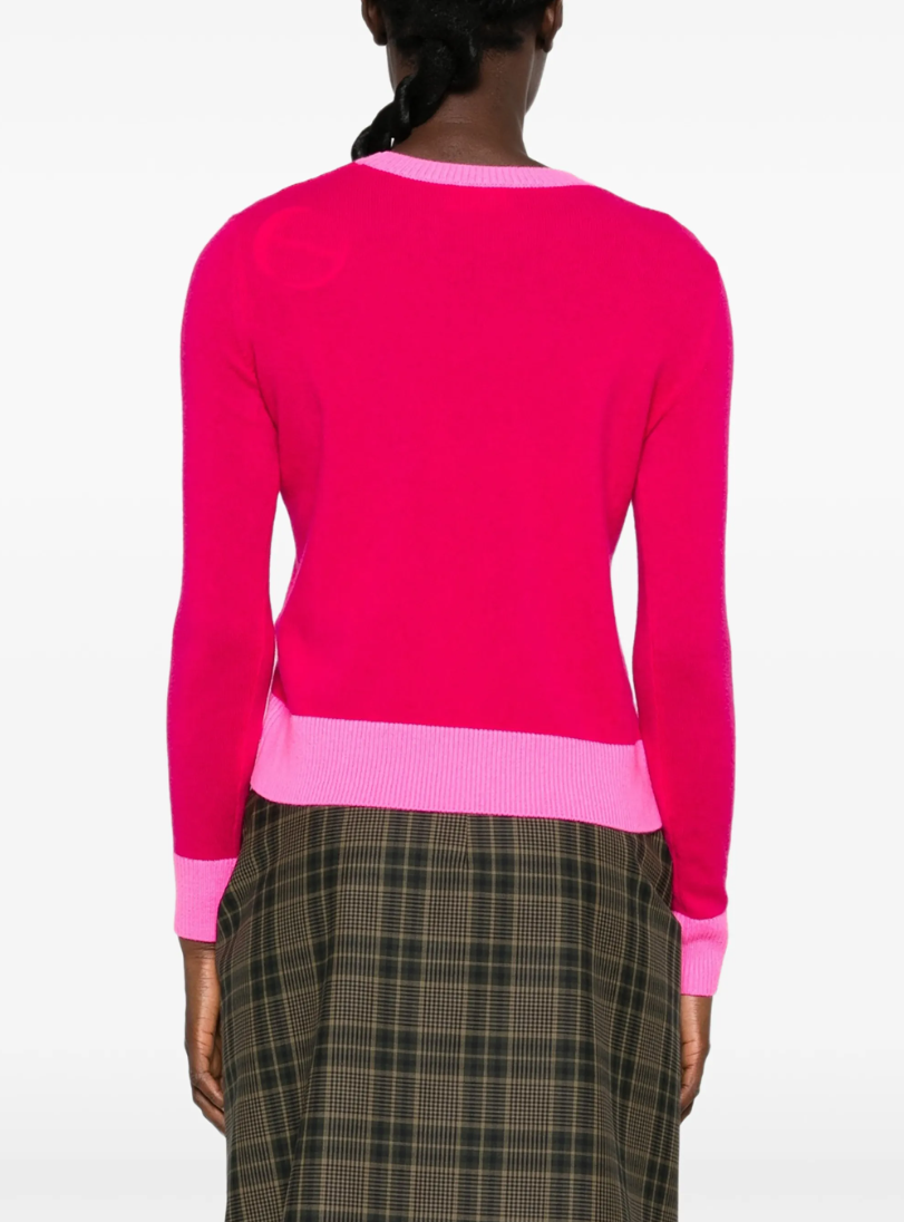 FROM FUTURE women's Colour-Block Cashmere Sweater in Pink, crafted from 100% pure cashmere with a fine-knit texture and contrasting colour-block design.