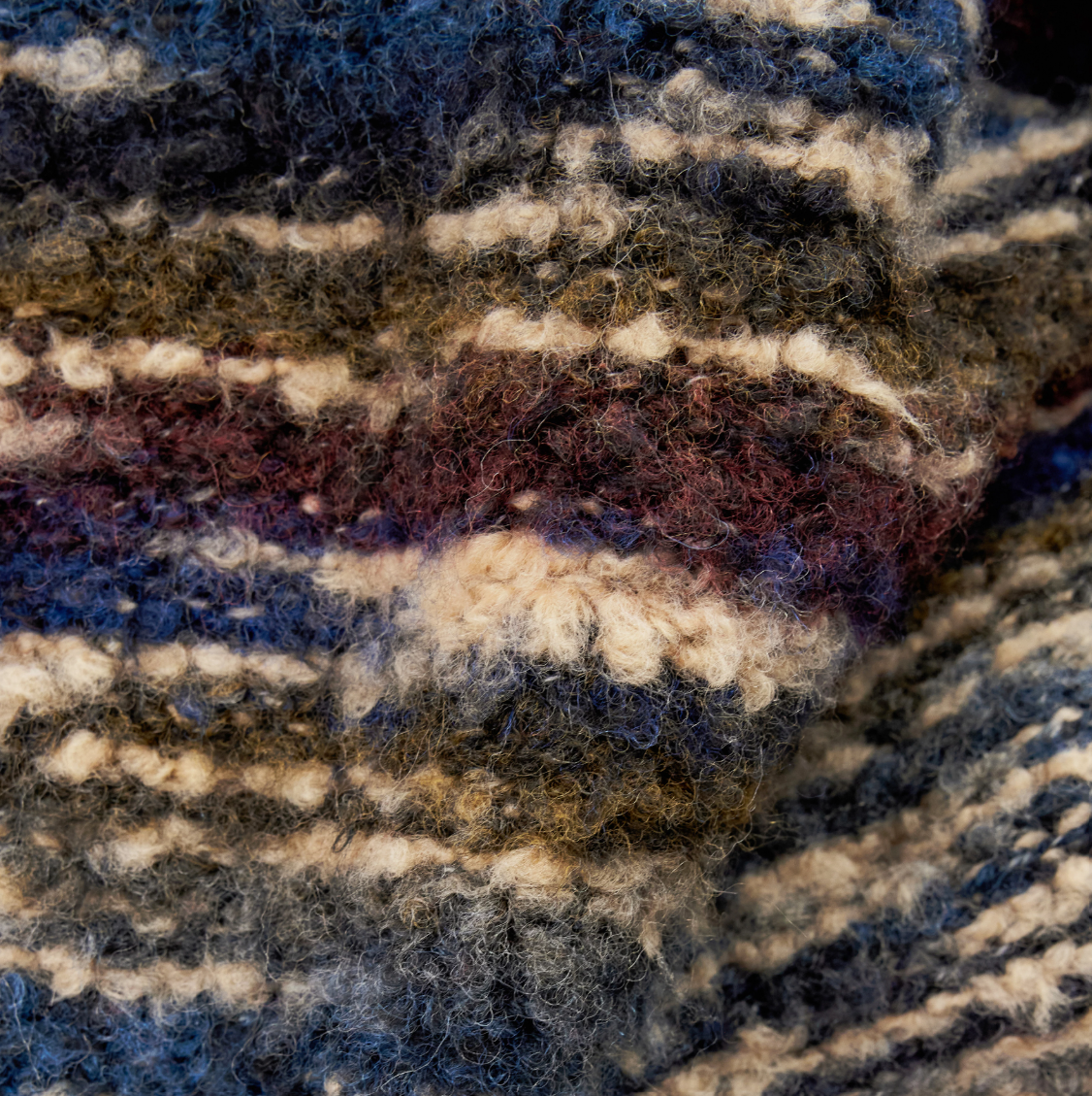 Drykorn LEANDO knit sweater for men in Smoky Blue with a relaxed fit, multicoloured space-dye effect and soft brushed wool blend.