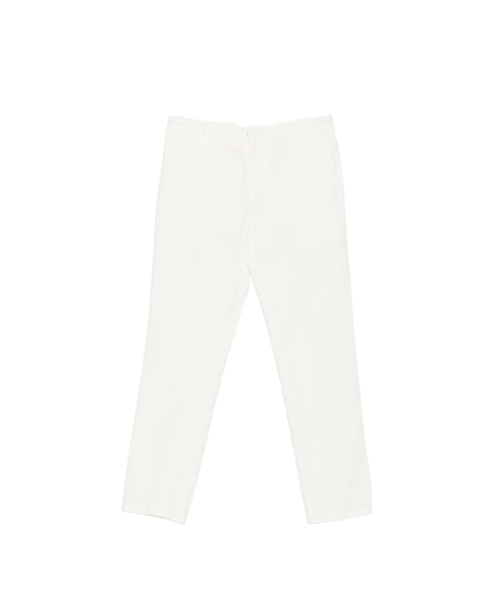 Dondup Gaubert trousers in off-white poplin with relaxed fit, low waist, and chino styling.